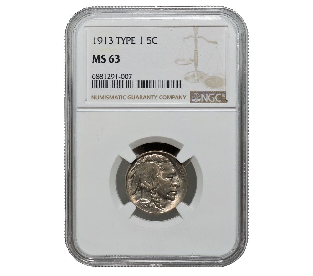 Lot 286: 1913 Type 1 Buffalo 5c Nickel NGC MS 63