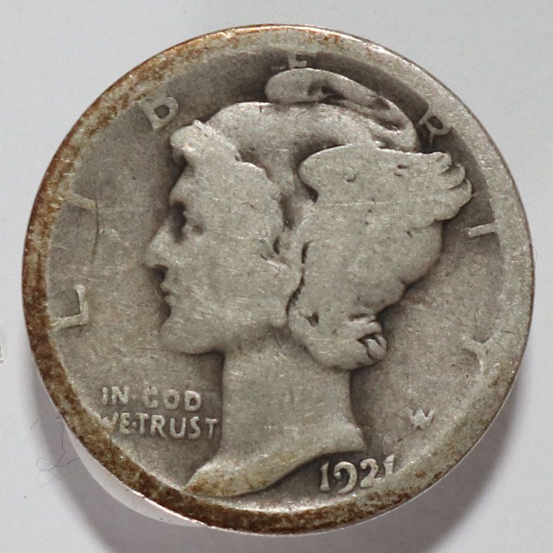 Lot 287: 1921 D Mercury Silver Dime Nice Condition