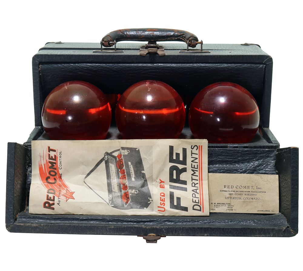 Lot 326: Vintage Red Comet Fire Grenade Salesman Sample Case
