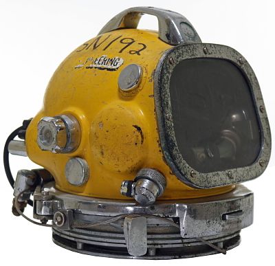 Bob Ratcliffe Oceaneering Gas Yellow Diving Helmet. One of the most iconic and historic diving 