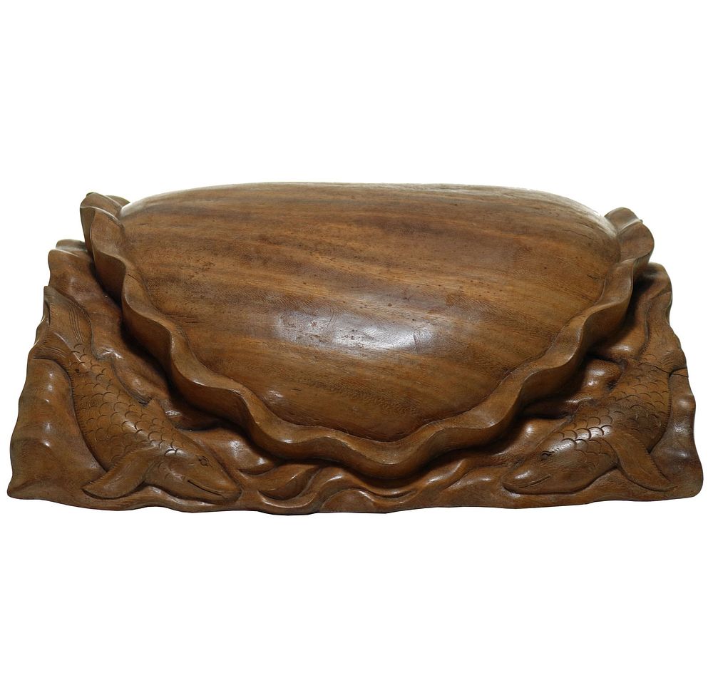 Lot 166: Detailed Hand Carved Wood Diving Helmet Display Stand