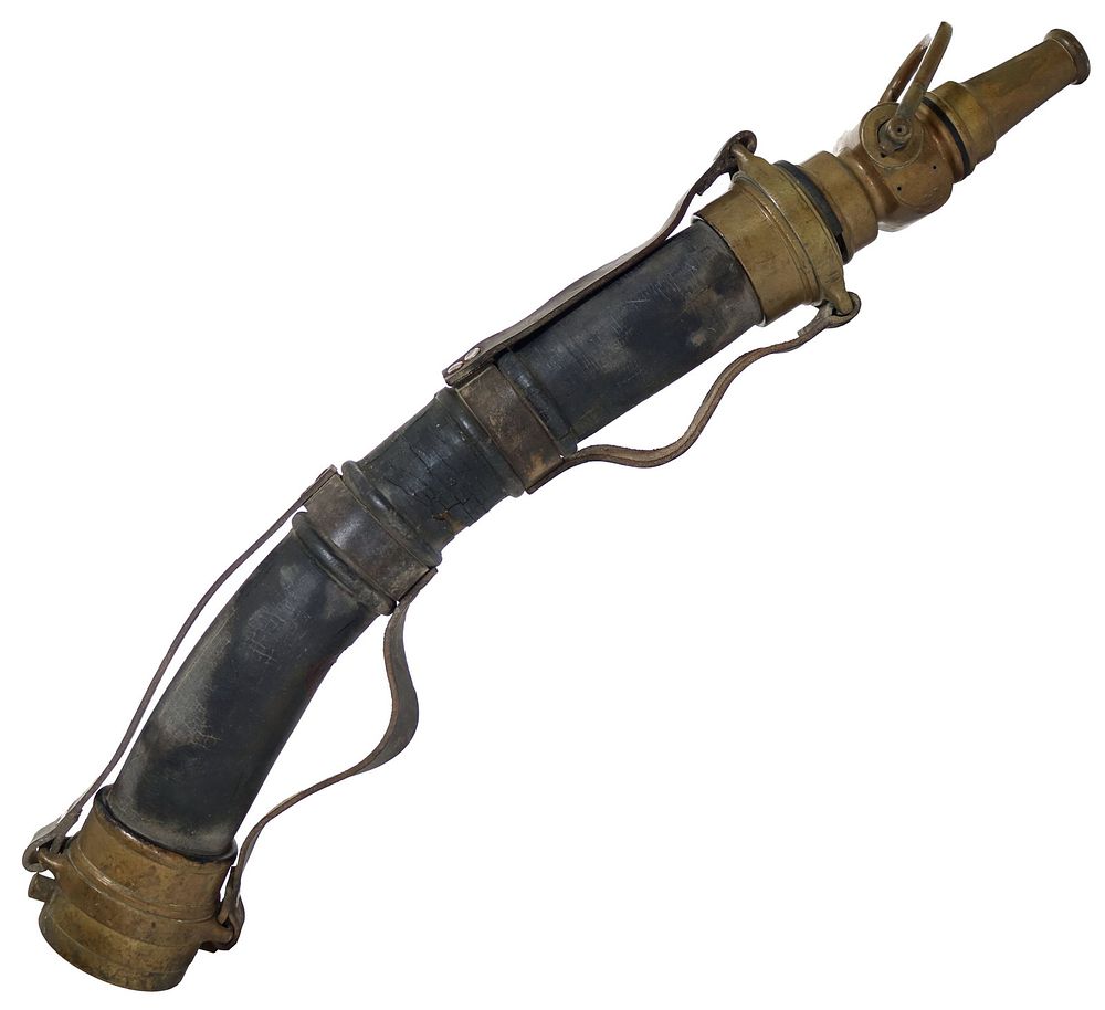 Lot 206: Antique Firefighters Brass & Leather Nozzle