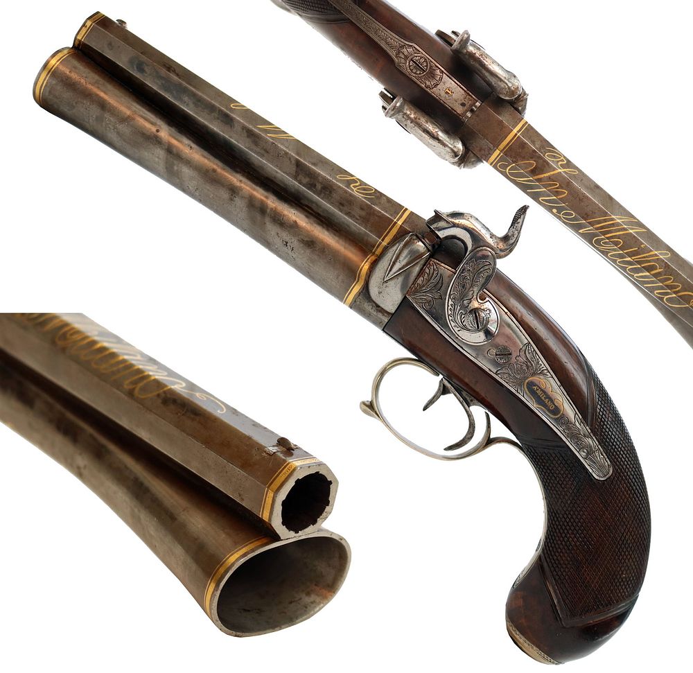 Lot 214: Rare 19th Century Combination 2 Barrel Blunderbuss Italian Pistol