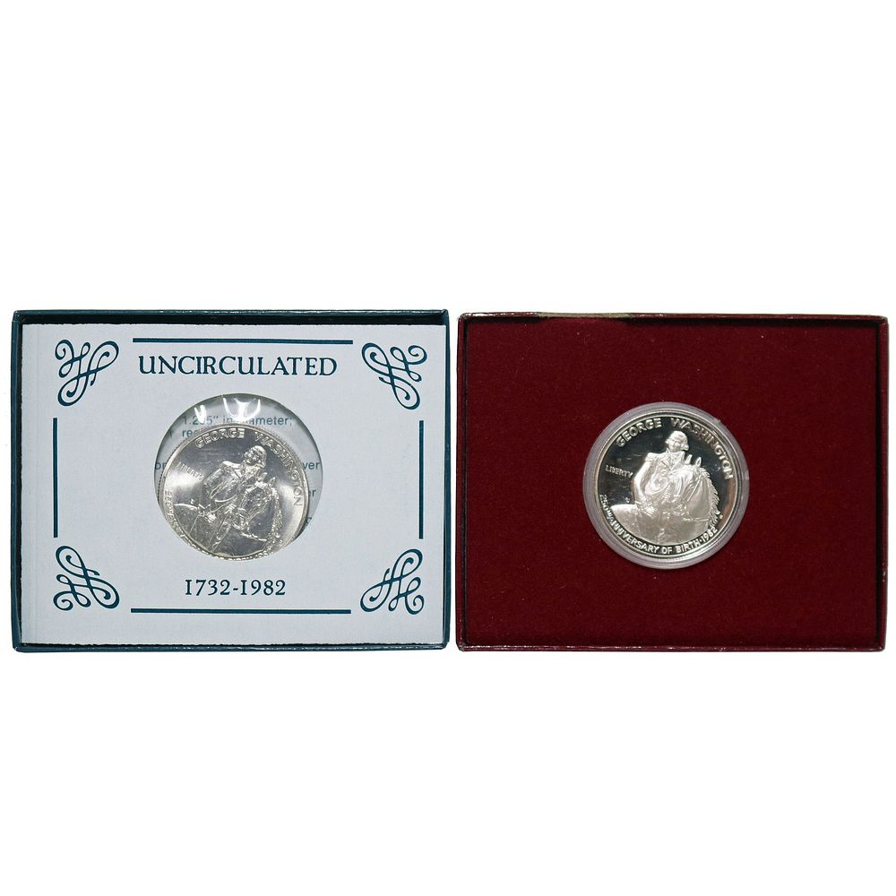 Lot 238: 1982 US Mint George Washington Silver Proof & Uncirculated Half Dollars