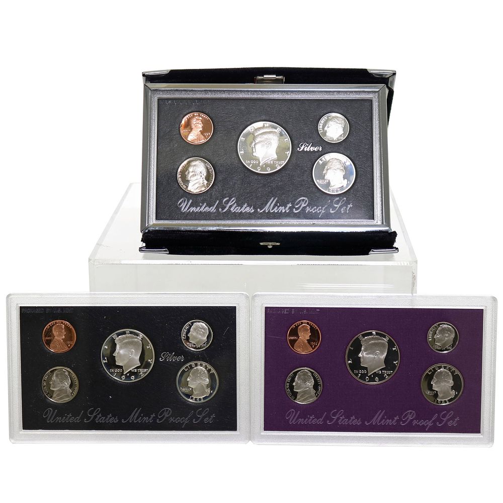Lot 244: 1992 US Mint Two Silver Proof & One Proof Set-  3 Total