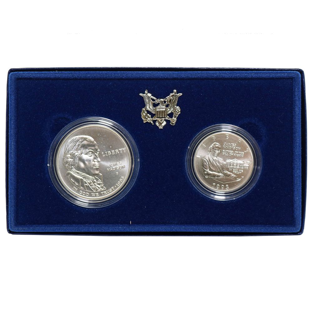 Lot 250: 1993 United States Mint Bill Of Rights Silver 2 Coin Set