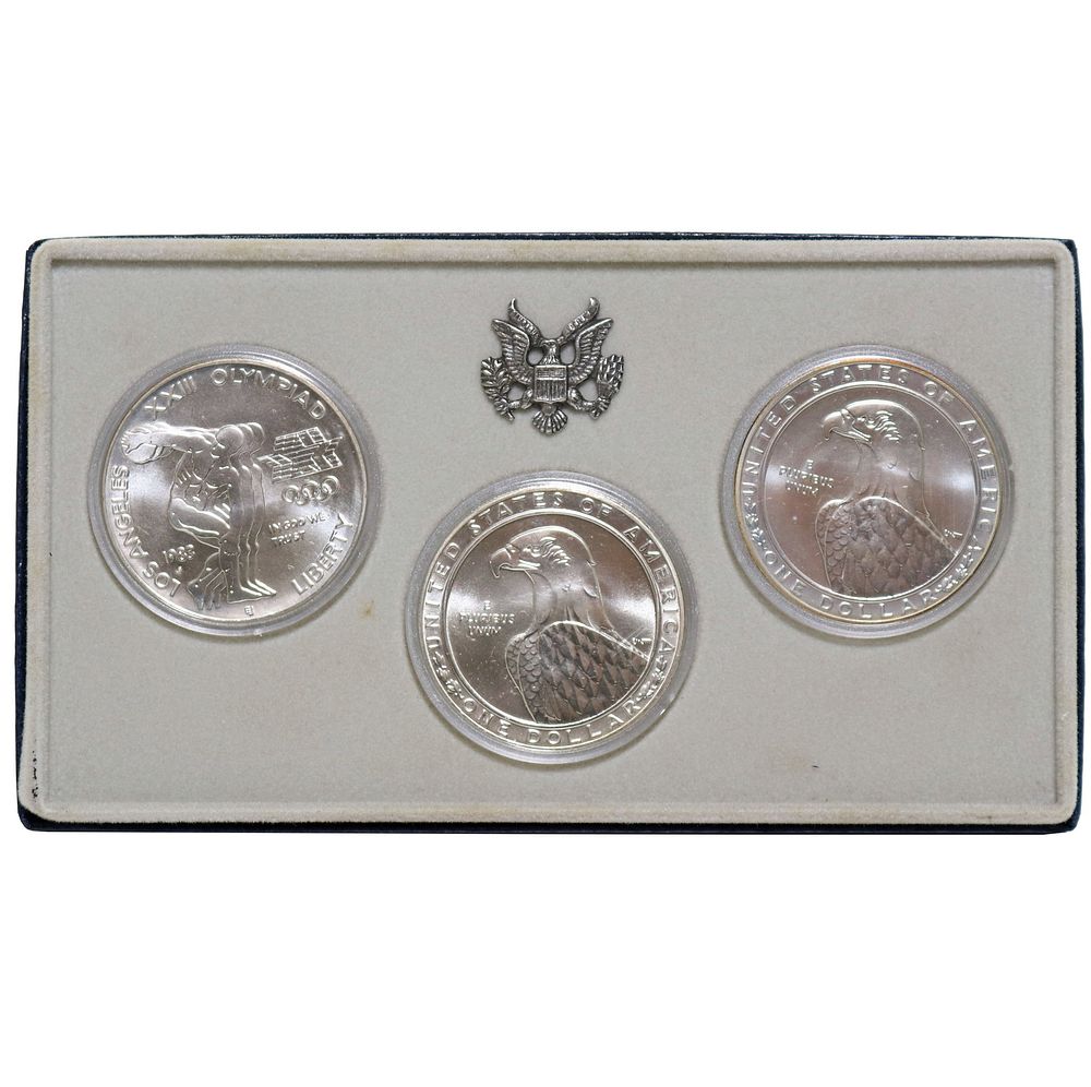 Lot 251: 1983 United States Silver Dollars LA Olympics 3 Coin Set