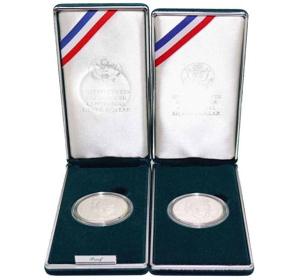 Lot 252: 1990 United States Mint Eisenhower Centennial Silver Dollar Proof & Unc