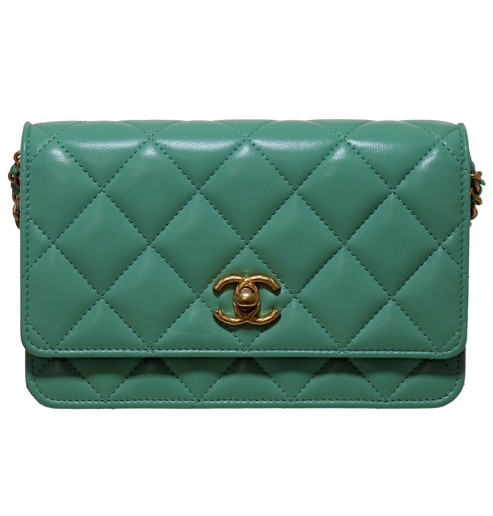 Lot 279: Chanel Quilted Wallet On Chain (WOC) In A Stunning Green Hue – Never Used