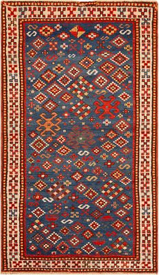 Antique Caucasian Kazak Rug 4 ft 8 in x 2 ft 8 in (1.42 m x 0.81 m). Curated collection of 