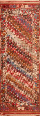 Antique Turkish Bergama Runner Rug 11 ft 10 in x 4 ft 4 in (3.61 m x 1.32 m). Curated 