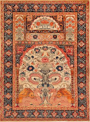 Antique Persian Kerman Rug 5 ft 9 in x 4 ft 2 in (1.75 m x 1.27 m). Curated collection of 