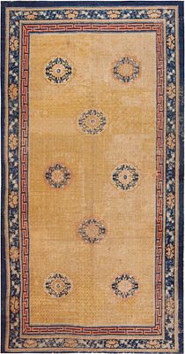 18th Century Antique Chinese Ningxia Rug 12 ft x 6 ft 2 in (3.65 m x 1.87 m). Curated 