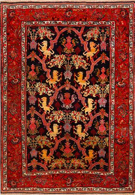 Antique Persian Bidjar Lion Rug 6 ft 6 in x 4 ft 8 in (1.98 m x 1.42 m). Curated collection of 