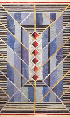 Vintage Scandinavian Swedish Kilim Rug by Ann Marie Hoke Sodra Kalma Lans Hemslojd 10 ft 2 in x 6 ft