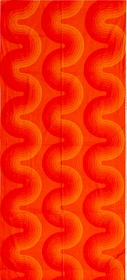 Vintage Scandinavian Red Hue Waves Verner Panton Mira Spectrum Textile 8 ft 7 in x 3 ft 10 in (2.62