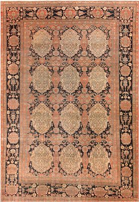 Antique Persian Mohtashem Kashan Rug 10 ft 6 in x 7 ft 2 in (3.2 m x 2.18 m). Curated 