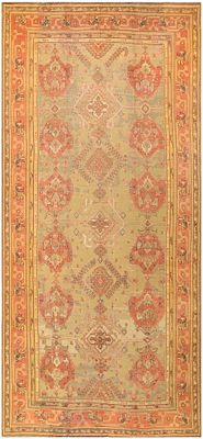\Antique Turkish Oushak Soft Green Oversized Rug 25 ft x 11 ft 8 in (7.62 m x 3.56 m). Curated 