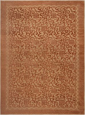 Vintage Silk And Wool Lotus Blossom Chinese Style Rug 11 ft 9 in x 8 ft 9 in (3.58 m x 2.67 m). 