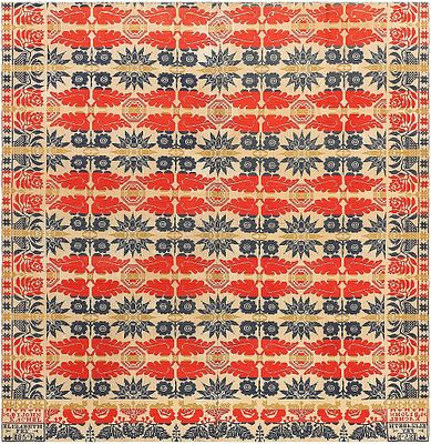 Dated 1859 Antique American Ingrain John Kachel Coverlet Textile 6 ft 6 in x 6 ft 5 in (1.98 m x. 