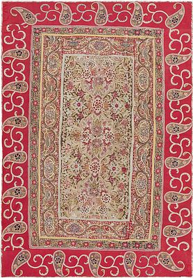 Antique Persian Paisley Rashti Embroidery Textile 5 ft 7 in x 3 ft 10 in (1.7 m x 1.17 m). 