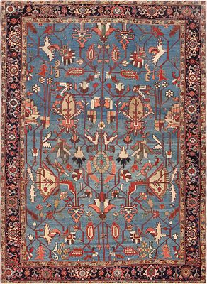 Antique Persian Serapi Heriz Rug 10 ft 4 in x 8 ft (3.15 m x 2.44 m). Curated collection of 