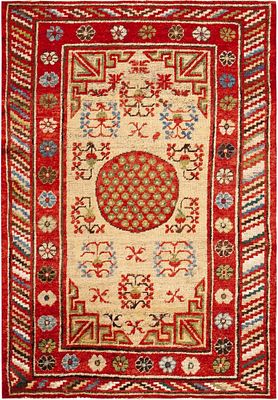 Antique East Turkestan Khotan Rug 5 ft 9 in x 4 ft 1 in (1.75 m x 1.24 m). Curated collection 