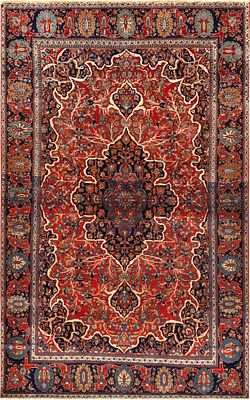 Antique Persian Kashan Mohtashem Rug 6 ft 6 in x 4 ft 1 in (1.98 m x 1.24 m). Curated 