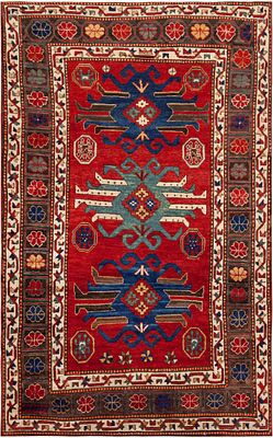 Antique Caucasian Kazak Rug 8 ft 5 in x 5 ft 2 in (2.56 m x 1.57 m). Curated collection of 