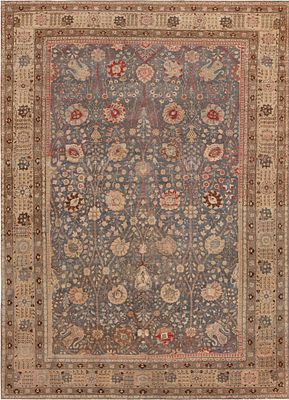 Antique Persian Tabriz Allover Floral Rug 12 ft 8 in x 9 ft (3.86 m x 2.74 m). Curated 