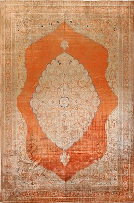Large Antique Silk Tabriz Haji Jalili rug 16 ft x 10 ft 10 in (4.88 m x 3.3 m). Curated 