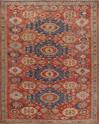 Antique Caucasian Soumak Rug 10 ft 3 in x 8 ft 3 in (3.12 m x 2.51 m). Curated collection of 