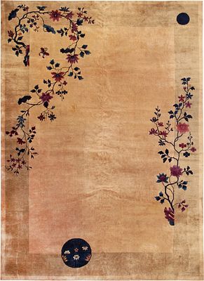 No Reserve - Antique Art Deco Chinese Rug 13 ft 6 in x 9 ft 11 in (4.11 m x 3.02 m). Curated 