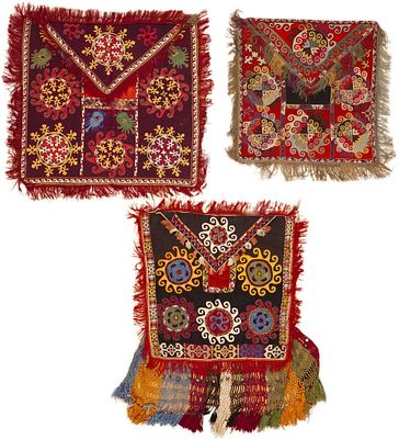 Antique Uzbek Lakhai Set Rug 2 ft x 2 ft (0.61 m x 0.61 m). Curated collection of antique 