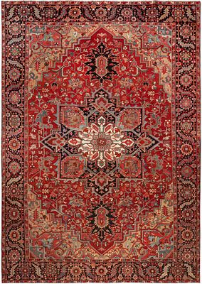 Antique Persian Heriz Rug 13 ft 3 in x 9 ft 7 in (4.03 m x 2.92 m). Curated collection of 