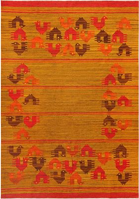 Vintage Scandinavian Folk Art Kilim Rug 9 ft 1 in x 5 ft 10 in (2.77 m x 1.78 m). Curated 