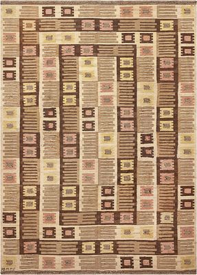 Marta Maas Fjetterstrom Vintage Scandinavian Kilim Rug 10 ft x 7 ft 2 in (3.05 m x 2.18 m). Curat 