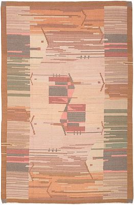 Vintage Mid Century Swedish Kilim Rug 9 ft 9 in x 6 ft 6 in (2.97 m x 1.98 m). Curated 
