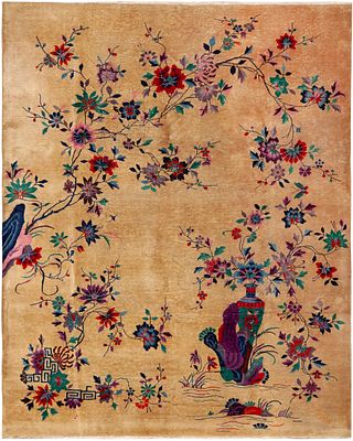 No Reserve - Chinese Art Deco Carpet, circa 1925?1935 - 9 ft 7 in x 7 ft 9 in (2.92 m x 2.36 m). 