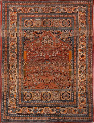 No Reserve Antique Haji Jalili Tabriz Rug circa 1900 - 5 ft 7 in x 4 ft 3 in (1.7 m x 1.29 m). 