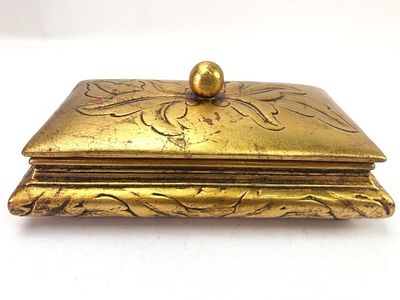 Freeman & McFarlin Gilt Pottery Dish. Freeman & McFarlin Pottery gilt rectangular dish featuring 