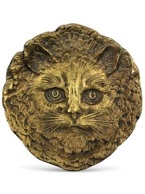 Late 19th C. French Art Nouveau Brass Cat Dish. Late 19th century French Art Nouveau 3-footed 