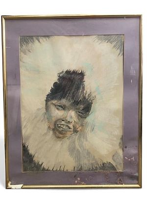 Inuit Boy By Harry Blomme Oil Pastel. Oil pastel artwork titled ‘Inuit Boy’ by Harry Blomme. 