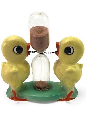 Rare Goebel Double Chick Glass Egg Timer. Rare Goebel double chick glass egg timer featuring two 