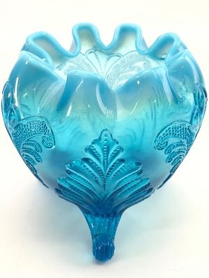 Northwood/Dugan Blue Opalescent Glass Candy Dish. Circa early 1900s Northwood or Dugan blue 