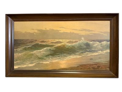 "Breakers At Sunset" By Carlo Rossi Print . Print on board titled 'Breakers at Sunset' by Carlo 