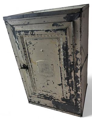 Home Comfort Tin Bread and Cake Cabinet. Antique Home Comfort tin bread and cake cabinet, c. 
