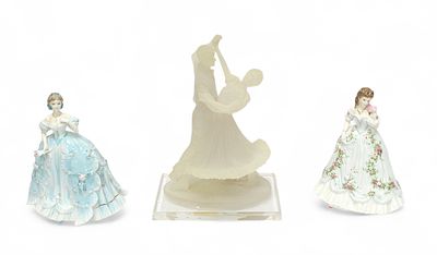 Two boxed Royal Worcester Romance of the Victorian Era limited edition figures of ladies for 