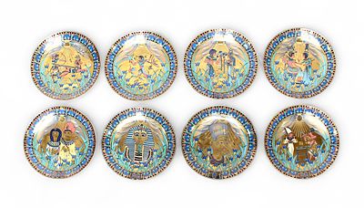 Eight Royal Worcester cabinet plates from the 'Legends of The Nile' series.
