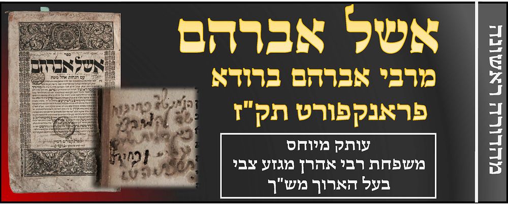 אשל אברהם, פרנקפורט דמיין, תק"ז [1747]. מהדורה ראשונה ונדירה. רישומי בעלות והגהות מבית רבי 